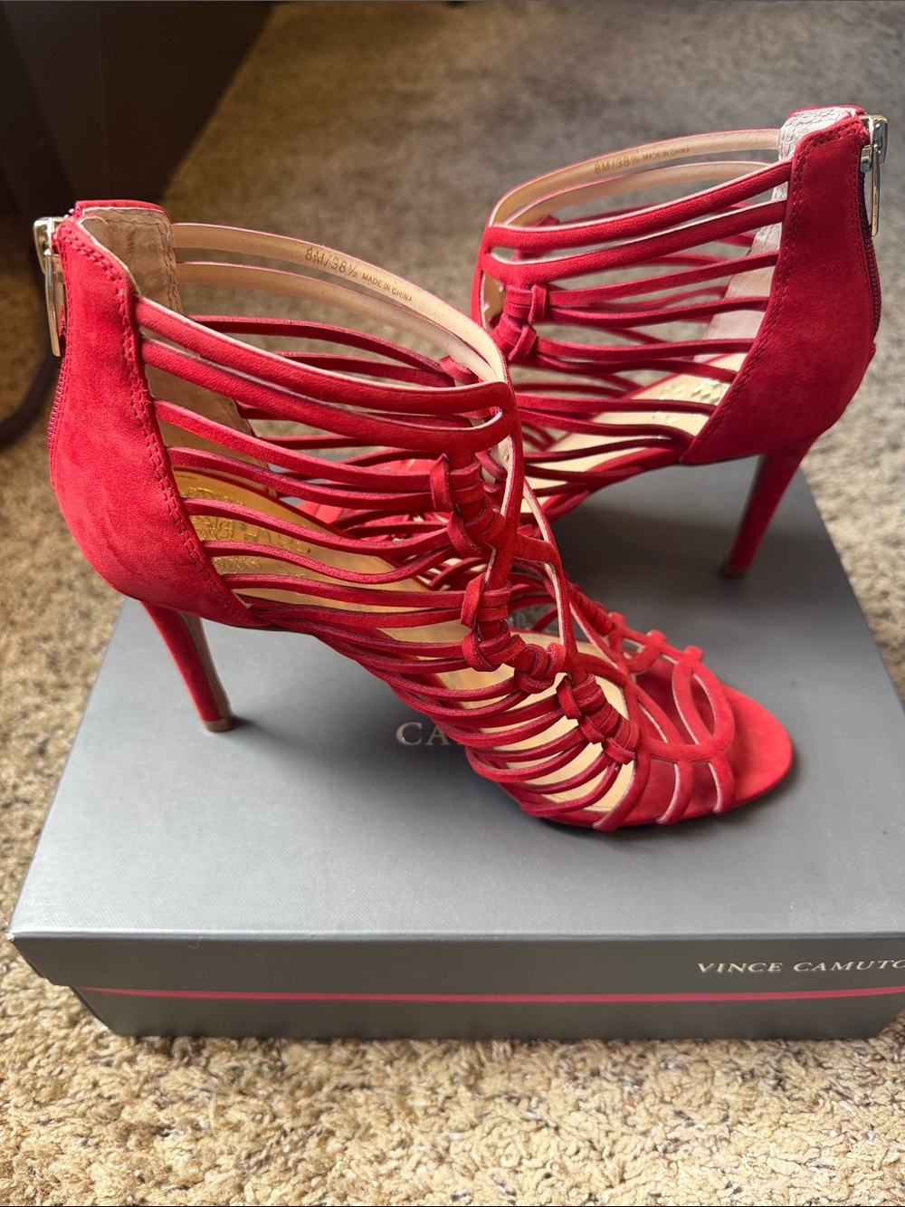Joshalan Red Strappy Knot Detail High Heels